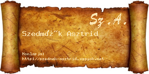 Szedmák Asztrid névjegykártya